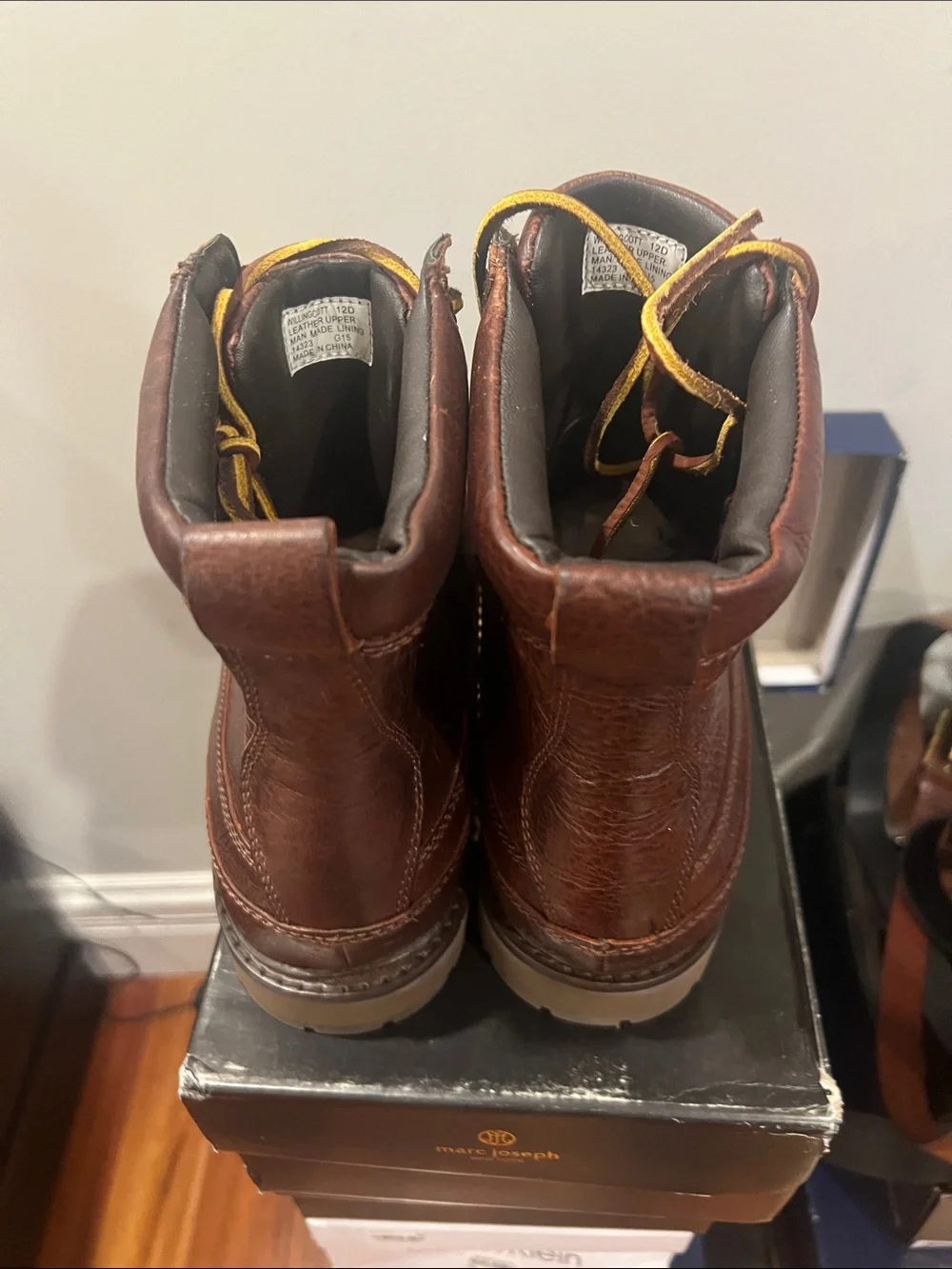 Polo by Ralph Lauren Men’s Willingcott Brown Leather Moc Toe Lace-Up Work Boots